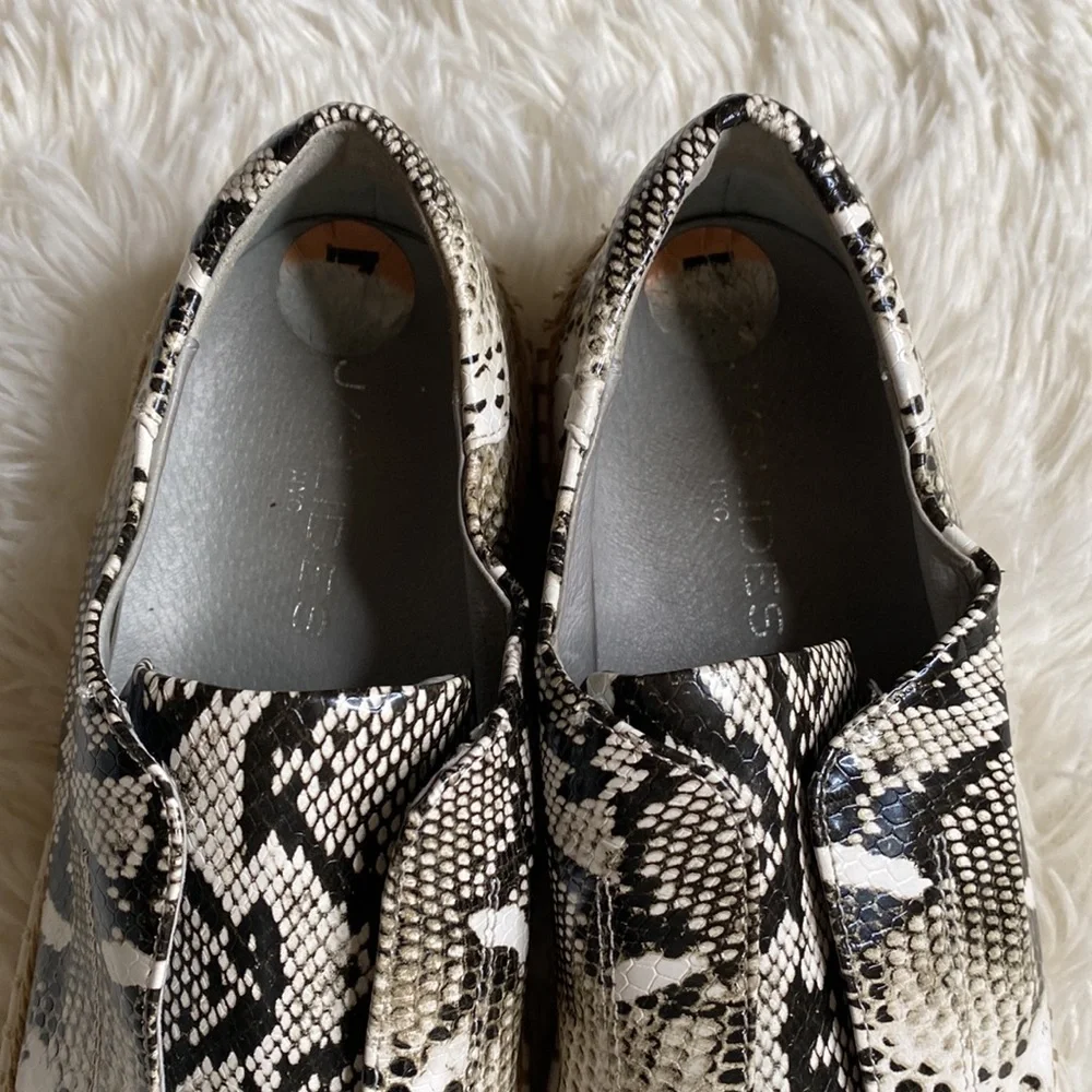 J Slides Black White Python Print Slip On Espadrille Sneakers Size 7